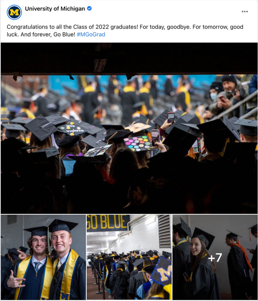 Graduation photos in a Facebook post