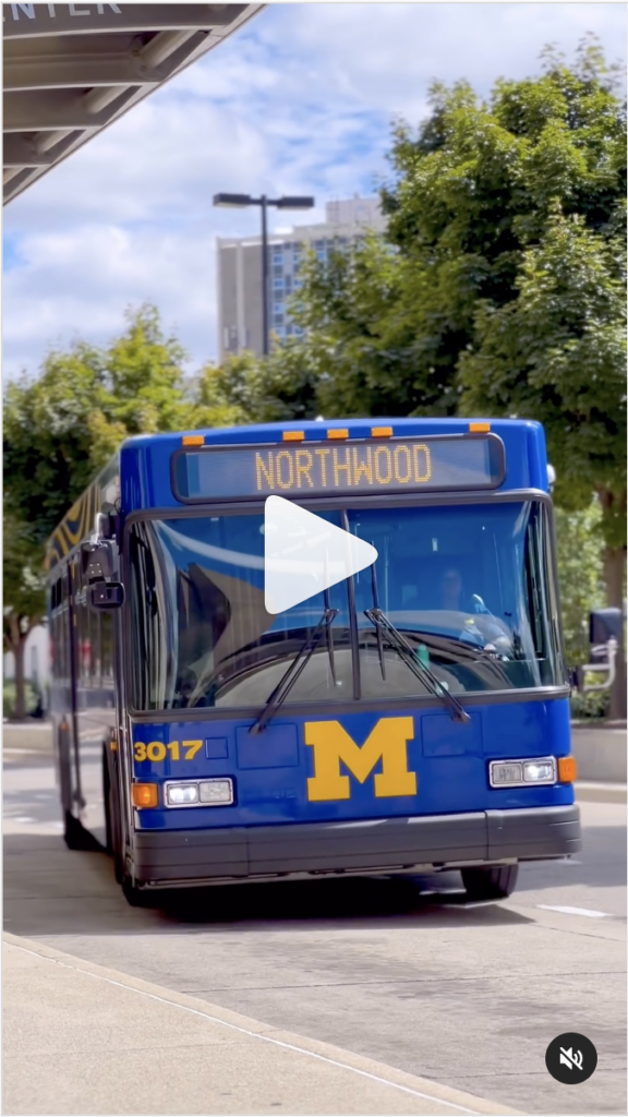 Screenshot of an Instagram Reel showing a blue bus