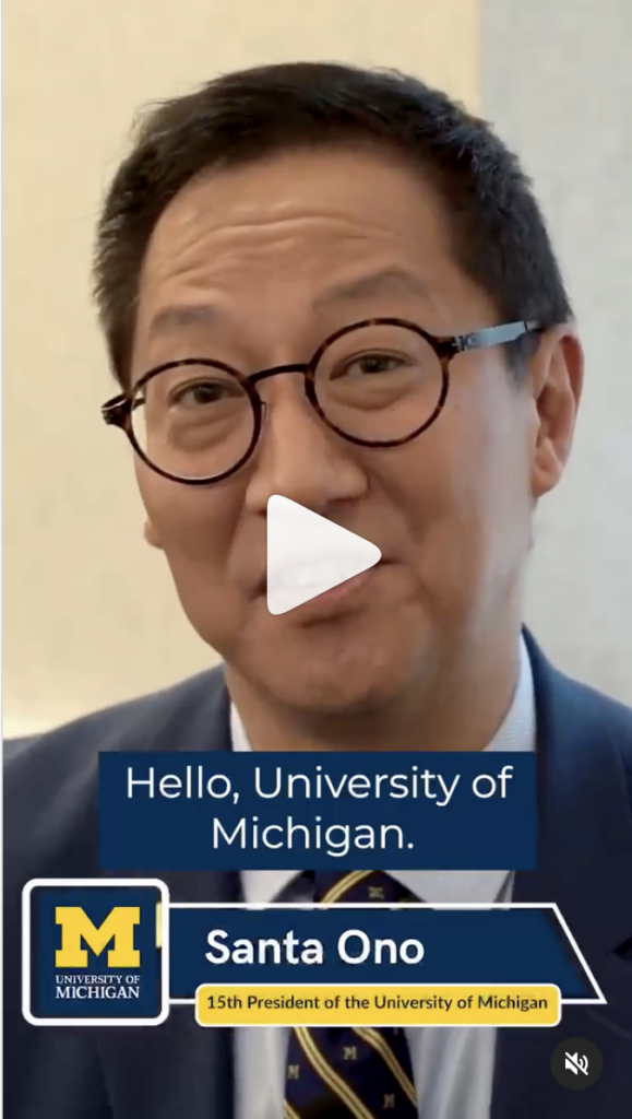 Screenshot of an Instagram Reel of President Ono.