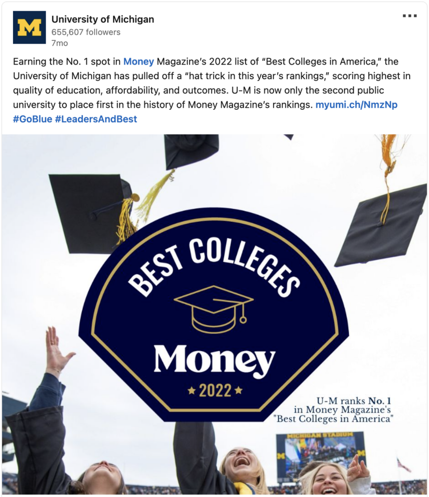 University of Michigan named Best College in America by Money Magazine